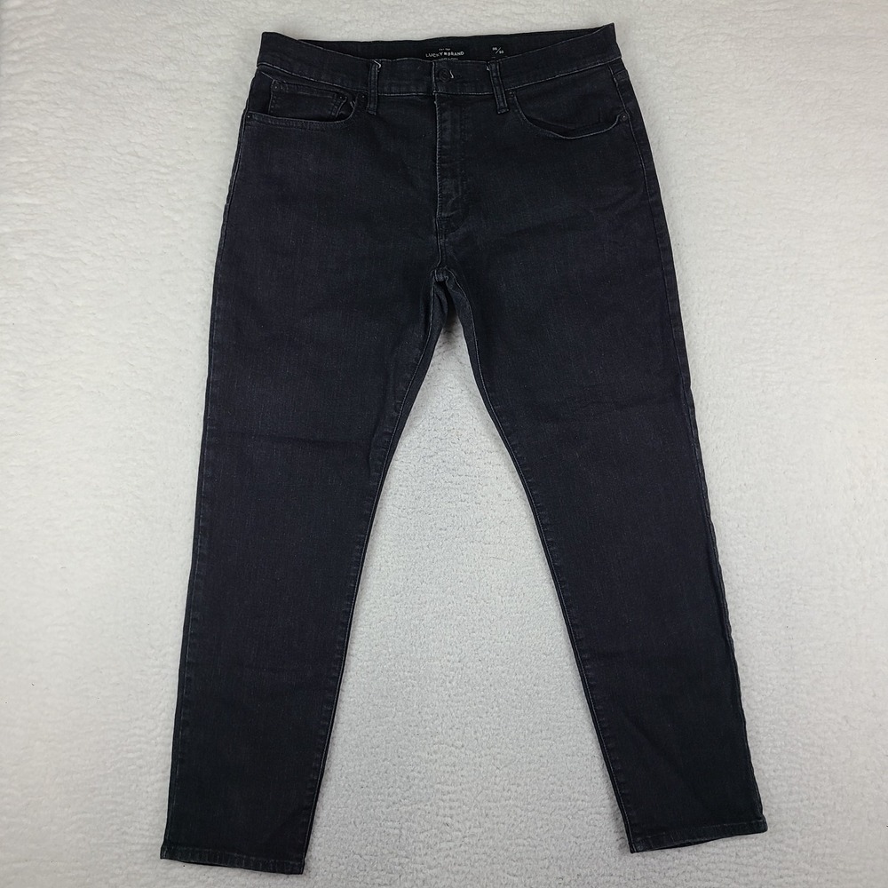 Lucky Brand Jeans Mens 36x30 Gray 105 Slim Taper Dark Wash Denim